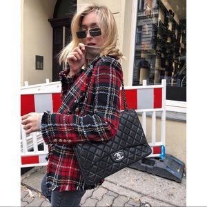 zara checkered tweed blazer